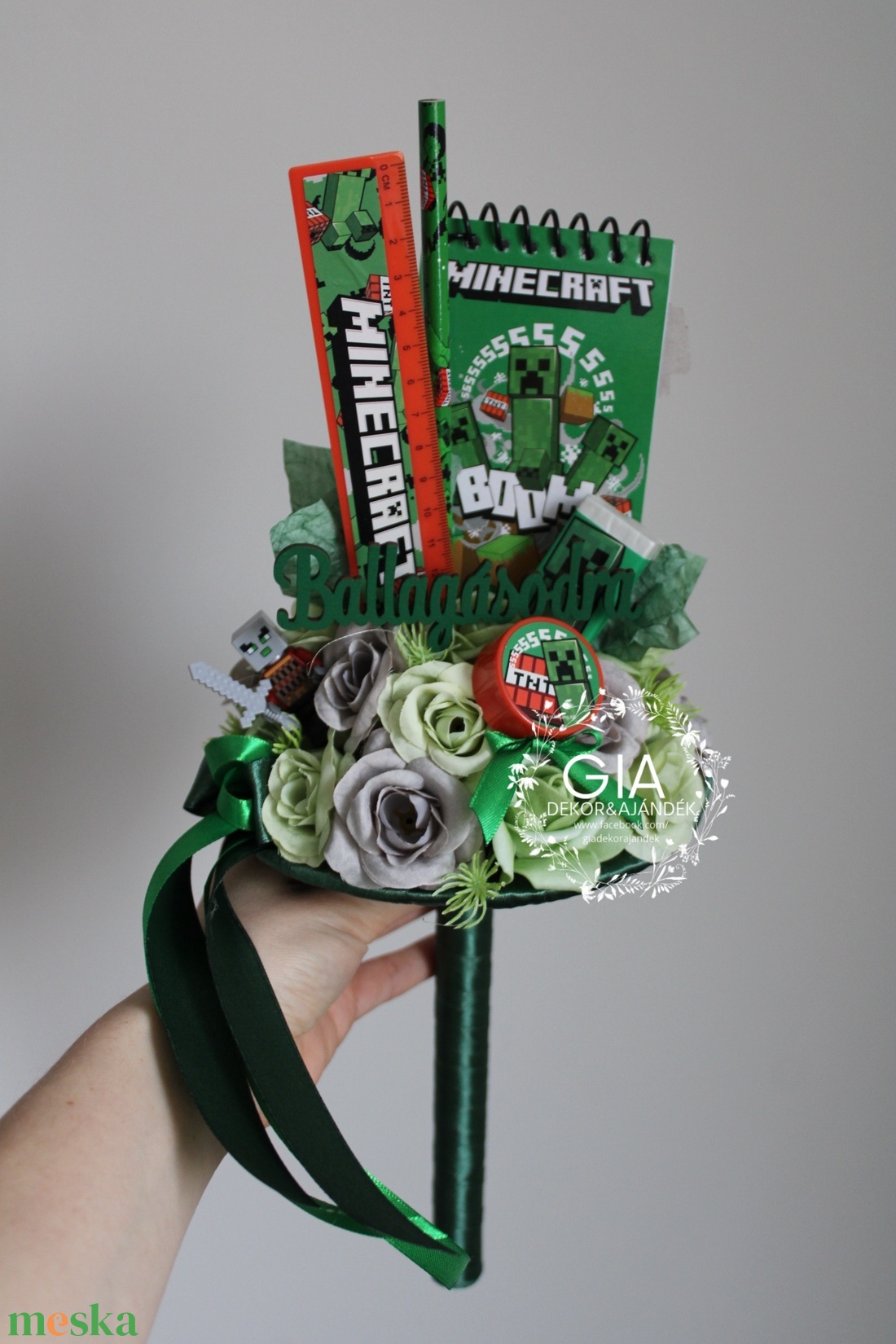 Minecraft ballagási csokor - otthon & életmód - virágdekoráció - virágok - virágcsokor - Meska.hu
