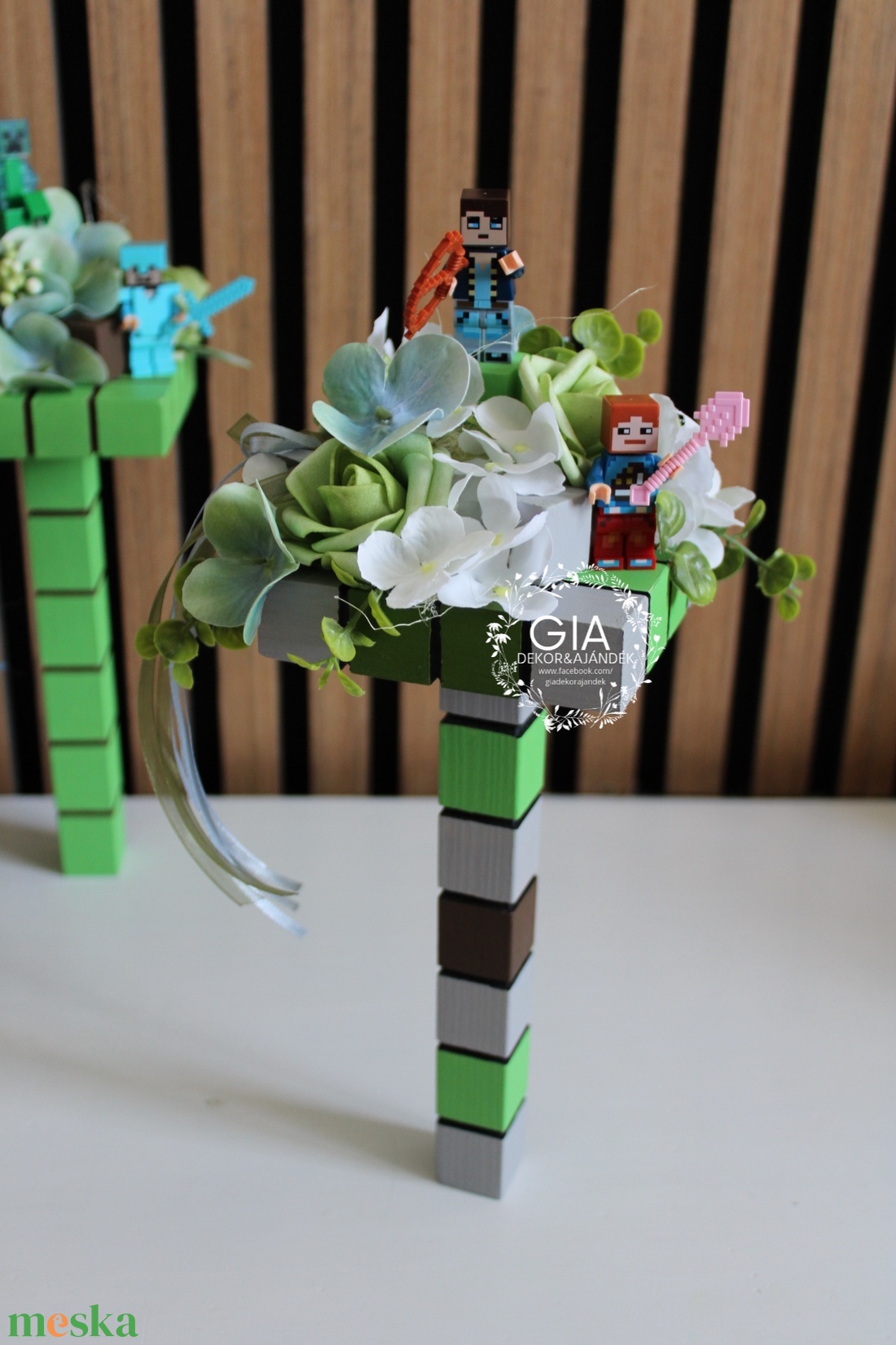 Fa alapú Minecraft csokor - otthon & életmód - virágdekoráció - virágok - virágcsokor - Meska.hu