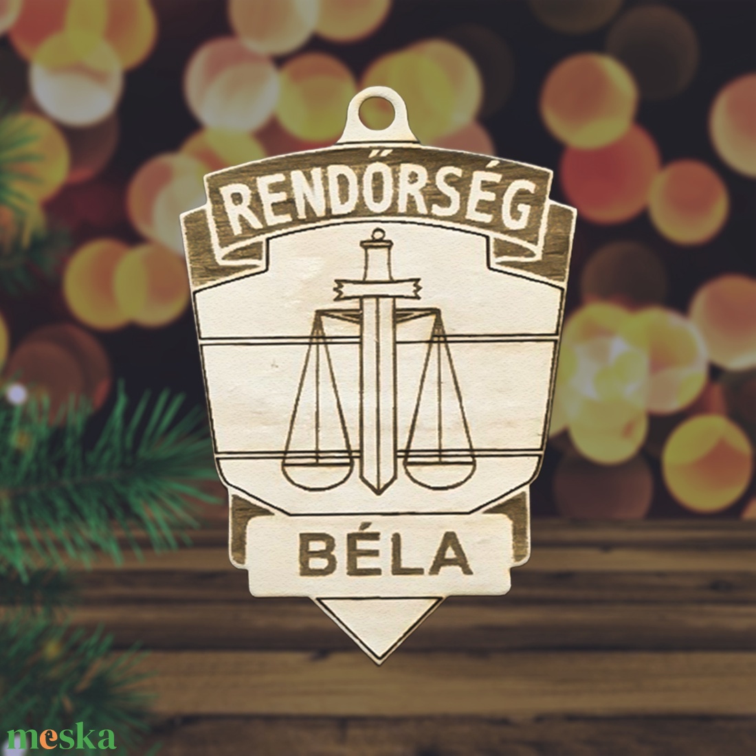 Karácsonyfadísz - Rendőrségi jelvény egyedi felirattal - karácsony - karácsonyi lakásdekoráció - karácsonyfadíszek - Meska.hu