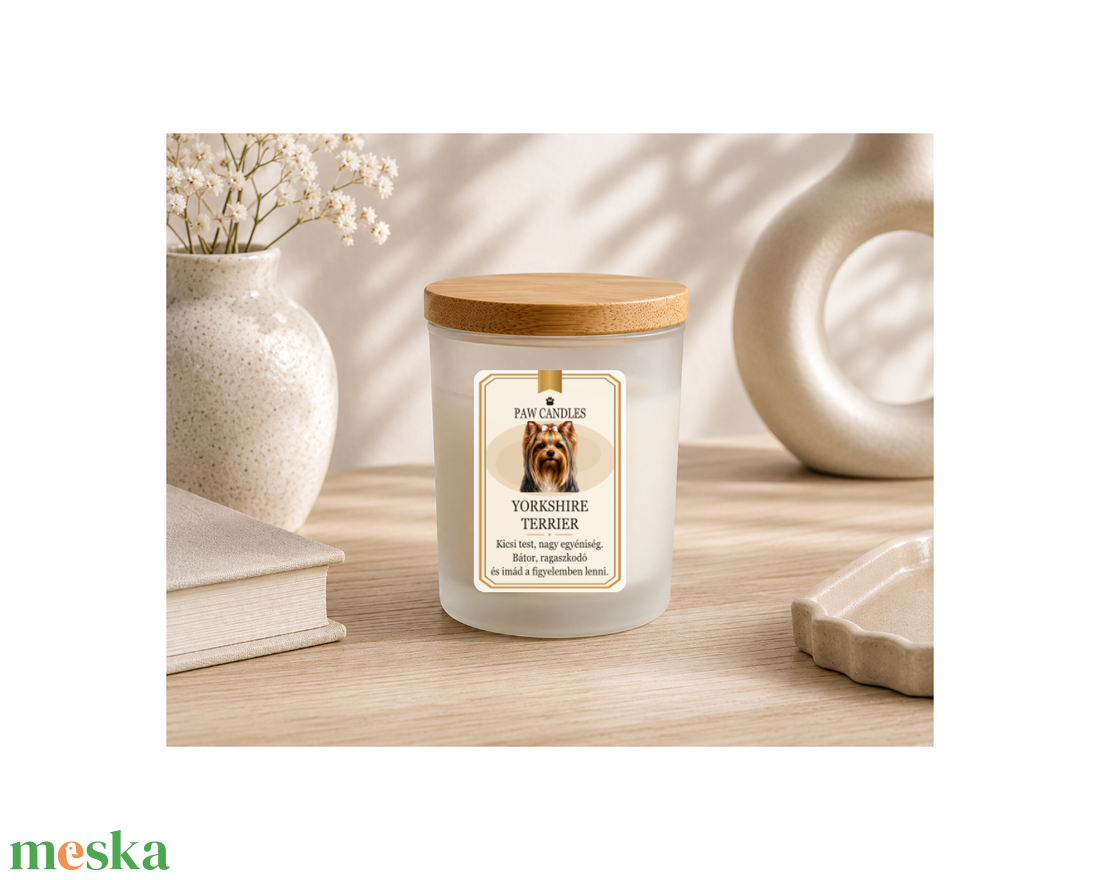 YORKSHIRE TERRIER - Kézműves szójaviasz illatgyertya - PAW CANDLES COLLECTION - Vanília illattal - otthon & életmód - gyertya, illat, aroma - mécses és mécsestartó - Meska.hu