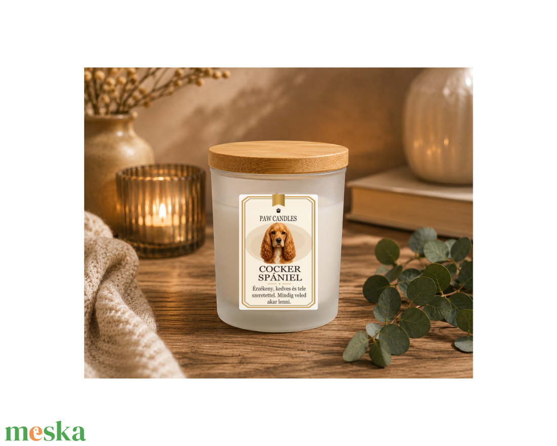 COCKER SPÁNIEL - Kézműves szójaviasz illatgyertya - PAW CANDLES COLLECTION - Natúr, illatmentes - otthon & életmód - gyertya, illat, aroma - mécses és mécsestartó - Meska.hu