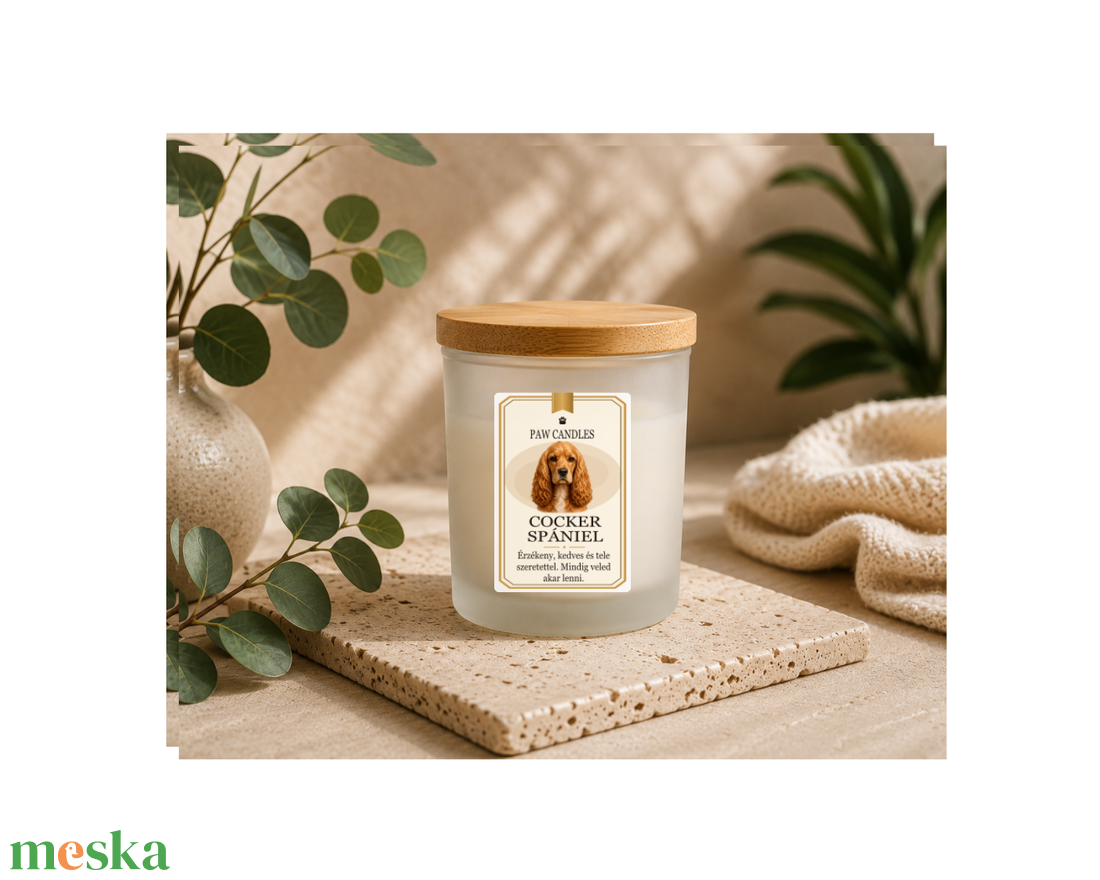 COCKER SPÁNIEL - Kézműves szójaviasz illatgyertya - PAW CANDLES COLLECTION - Natúr, illatmentes - otthon & életmód - gyertya, illat, aroma - mécses és mécsestartó - Meska.hu