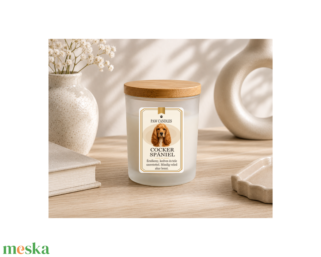 COCKER SPÁNIEL - Kézműves szójaviasz illatgyertya - PAW CANDLES COLLECTION - Natúr, illatmentes - otthon & életmód - gyertya, illat, aroma - mécses és mécsestartó - Meska.hu