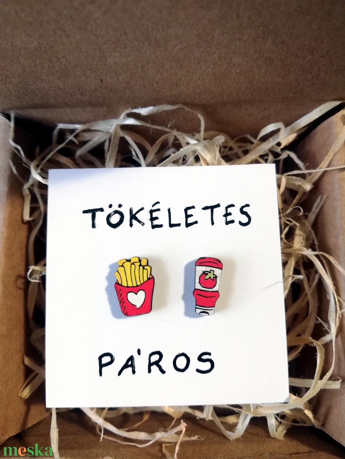 Tökéletes Páros (sültkrumpli és ketchup) fülbevaló - ékszer - fülbevaló - pötty fülbevaló - Meska.hu