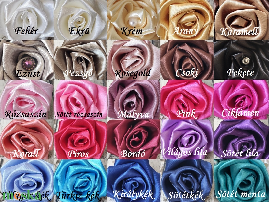 Bordó és krémszínű szaténrózsa csokor - esküvő - menyasszonyi- és dobócsokor - Meska.hu