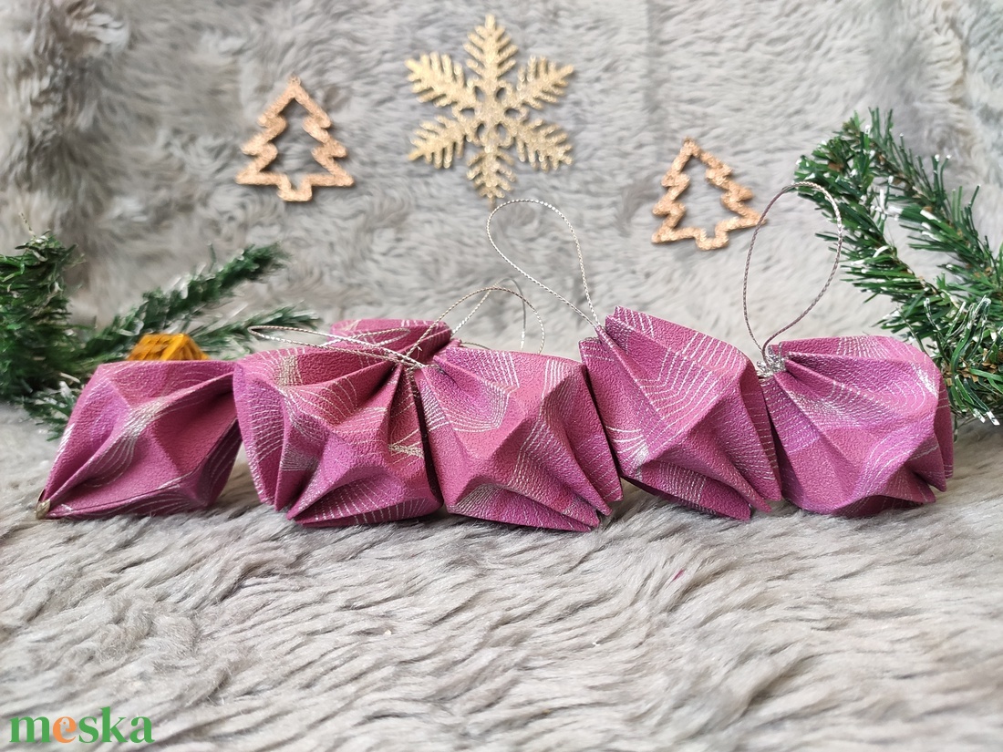 10 darabos magenta, ezüst mintás karácsonyfadísz szett LNTRS013 - karácsony - karácsonyi lakásdekoráció - karácsonyfadíszek - Meska.hu