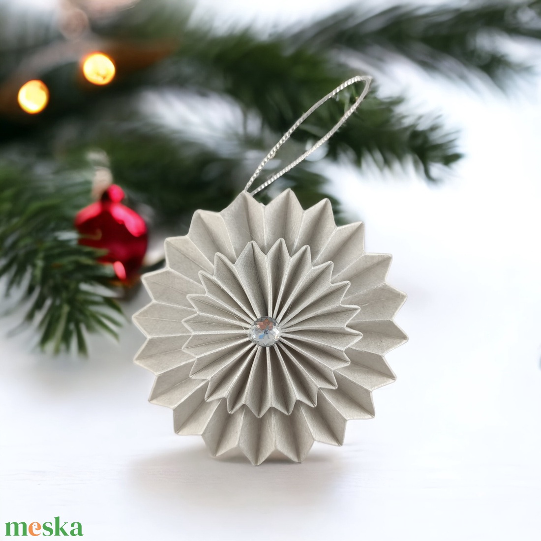 Ezüst rozetta virág formájú 2 darabos karácsonyfadísz szett ROZV2009 - karácsony - karácsonyi lakásdekoráció - karácsonyfadíszek - Meska.hu