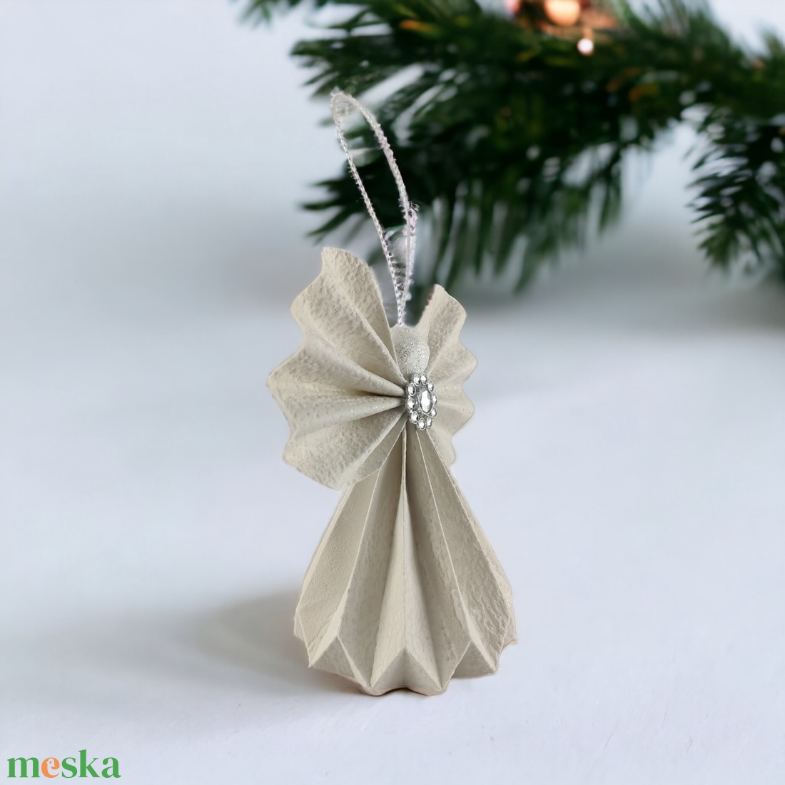 Törtfehér papírangyalka PANEZ0048 - karácsony - karácsonyi lakásdekoráció - karácsonyfadíszek - Meska.hu