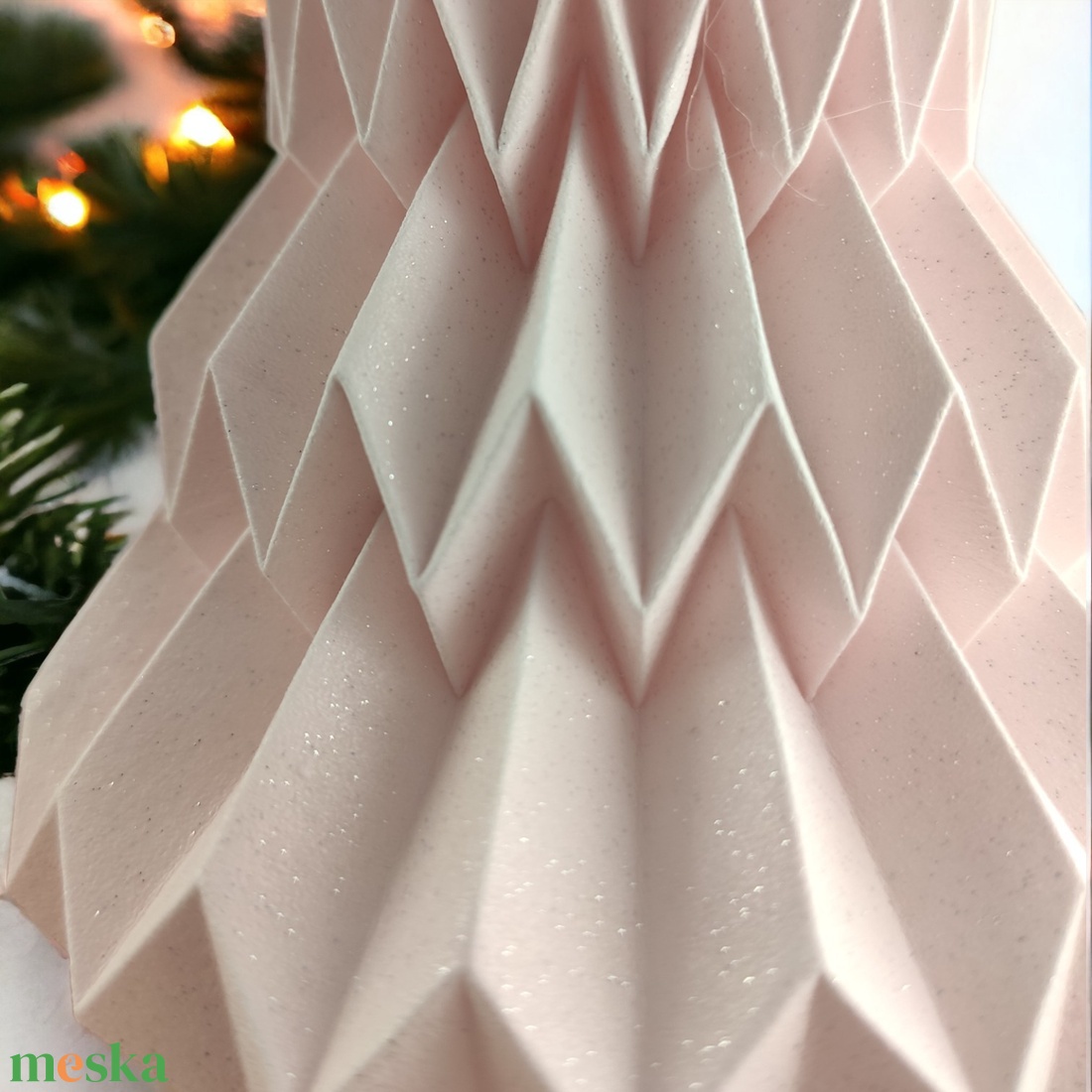 Rózsaszín csillámos fenyőfa formájú karácsonyfadísz FF066 - karácsony - karácsonyi lakásdekoráció - karácsonyfadíszek - Meska.hu