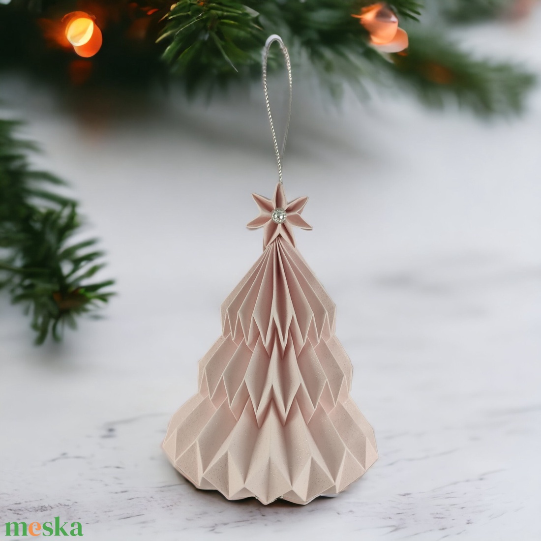 Rózsaszín csillámos fenyőfa formájú karácsonyfadísz FF066 - karácsony - karácsonyi lakásdekoráció - karácsonyfadíszek - Meska.hu