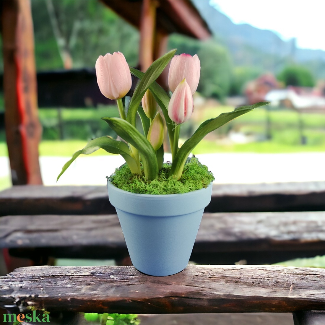 Élethű rózsaszín tulipánok kaspóban TUE521RS - otthon & életmód - dekoráció - virágdísz és tartó - csokor & virágdísz - Meska.hu