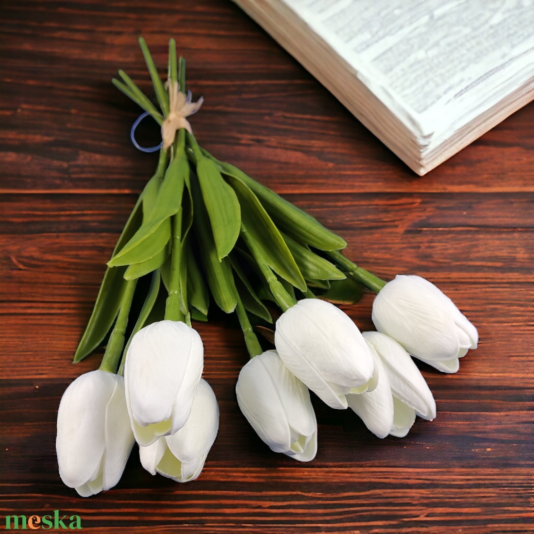 7 szálas fehér tulipán csokor KTUL708FH - otthon & életmód - dekoráció - Meska.hu