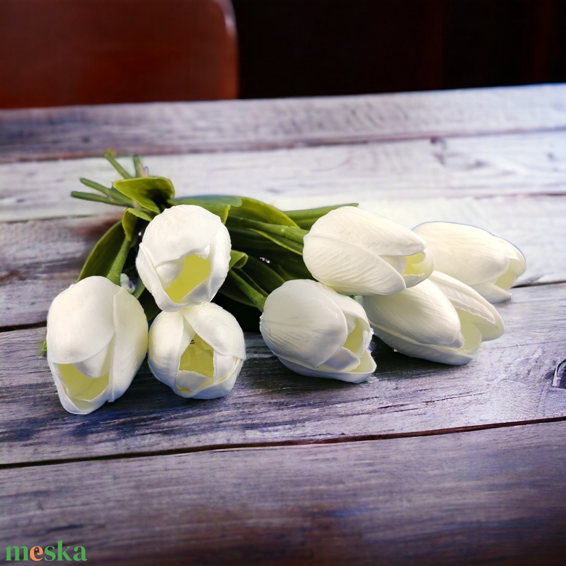 7 szálas fehér tulipán csokor KTUL708FH - otthon & életmód - dekoráció - Meska.hu