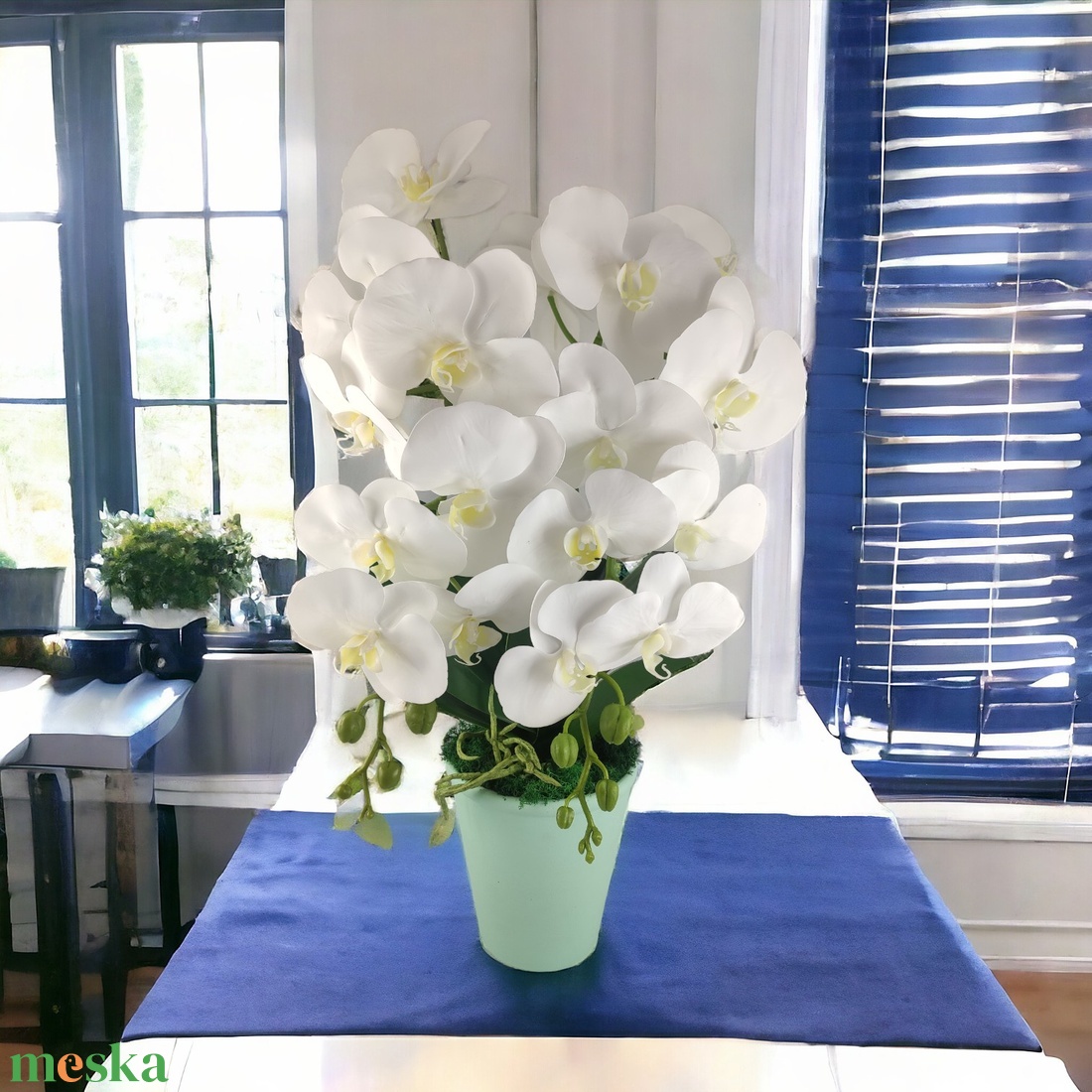 Nagy méretű fehér kétszálas orchidea OR201FH - otthon & életmód - dekoráció - virágdísz és tartó - csokor & virágdísz - Meska.hu