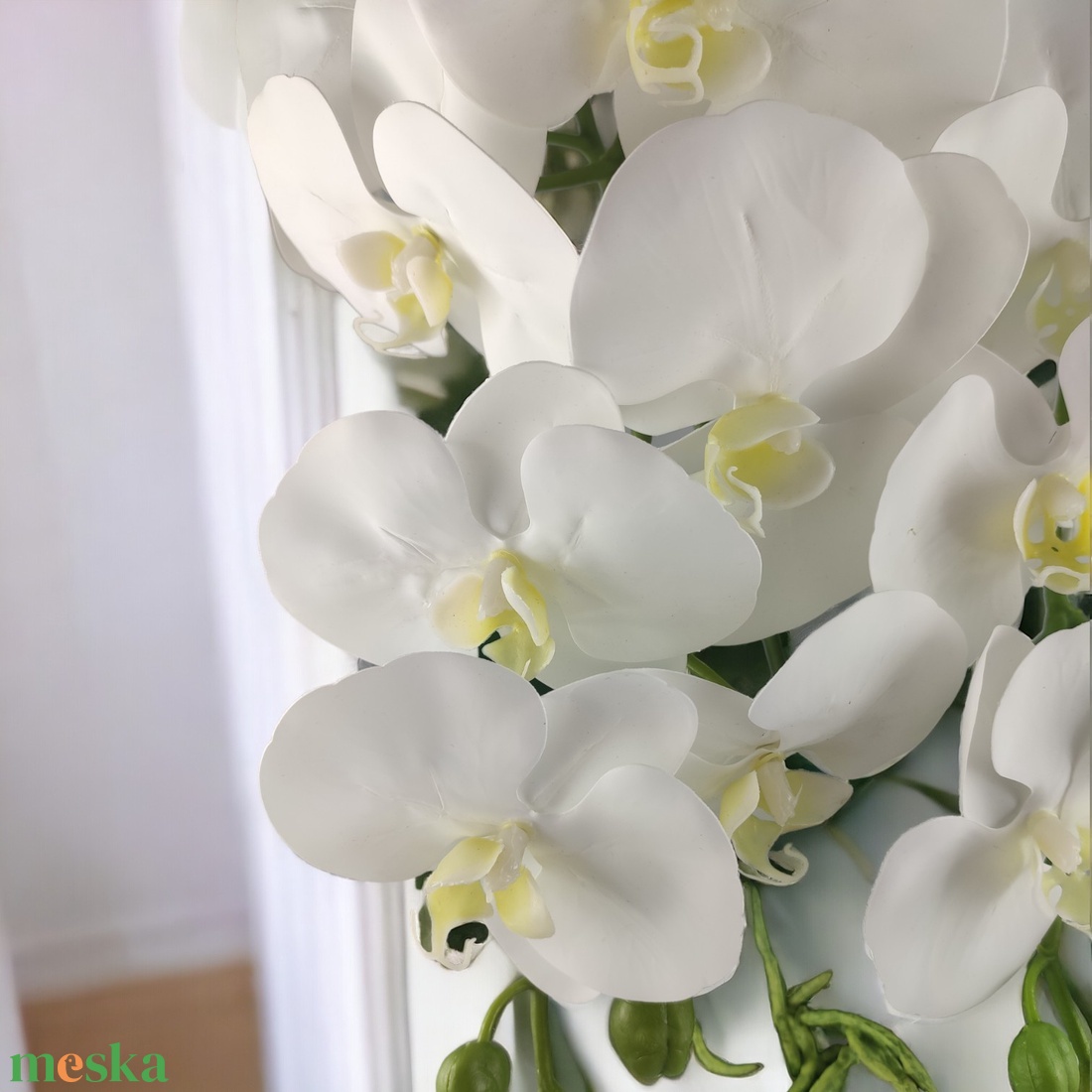 Nagy méretű fehér kétszálas orchidea OR201FH - otthon & életmód - dekoráció - virágdísz és tartó - csokor & virágdísz - Meska.hu