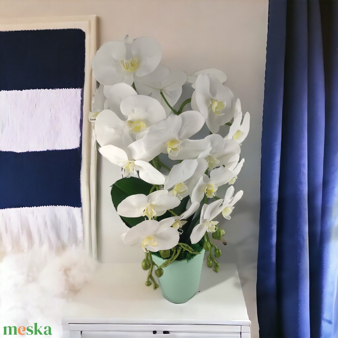 Nagy méretű fehér kétszálas orchidea OR201FH - otthon & életmód - dekoráció - virágdísz és tartó - csokor & virágdísz - Meska.hu