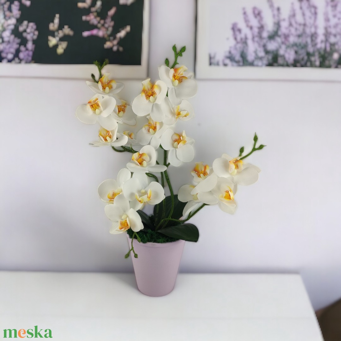 Négyágú fehér kisméretű orchidea ORK401FH - otthon & életmód - dekoráció - virágdísz és tartó - csokor & virágdísz - Meska.hu