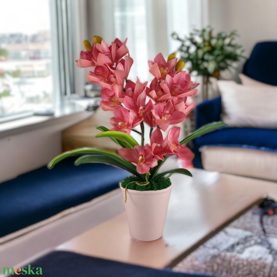 Nagy méretű, kétágú pink csónakorchidea ORC201PK - otthon & lakás - dekoráció - virágdísz és tartó - csokor & virágdísz - Meska.hu