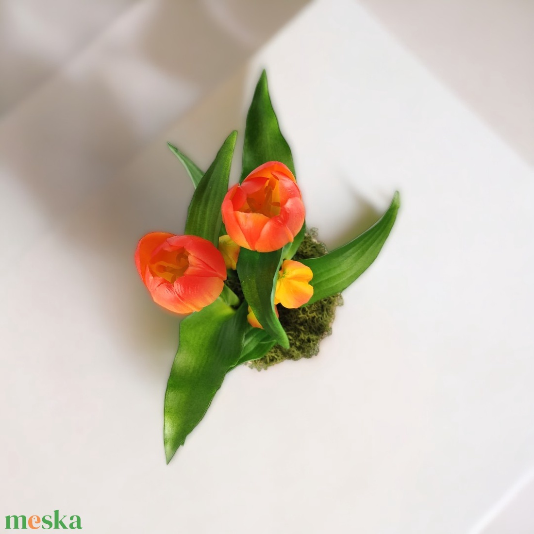 Élethű narancssárga tulipánok kaspóban TUE525NS - otthon & életmód - dekoráció - virágdísz és tartó - csokor & virágdísz - Meska.hu