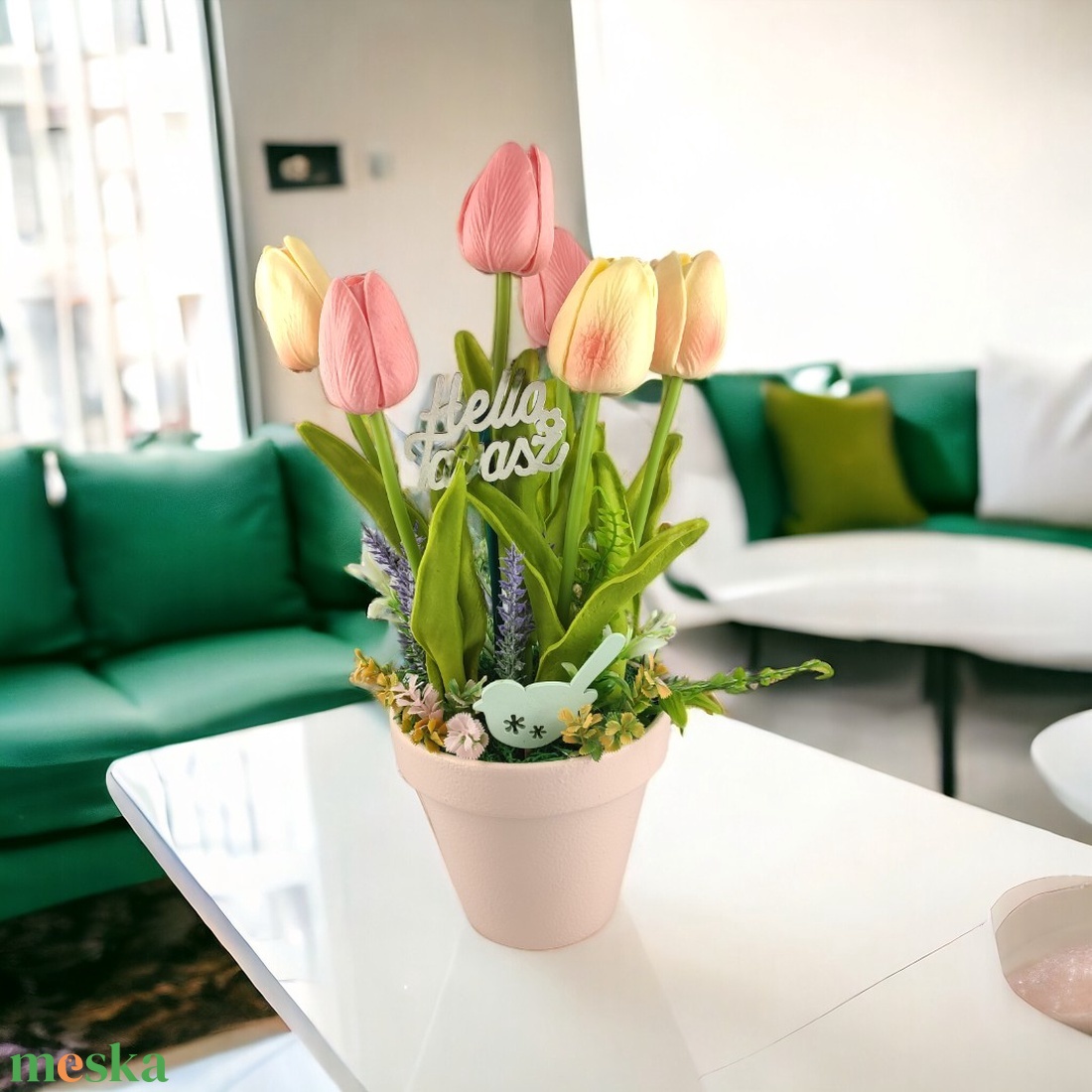 Tulipános tavaszi asztaldísz TUG553LABA - otthon & életmód - dekoráció - virágdísz és tartó - csokor & virágdísz - Meska.hu Tulipános tavaszi asztaldísz TUG553LABA - otthon & életmód - dekoráció - virágdísz és tartó - csokor & virágdísz - Meska.hu