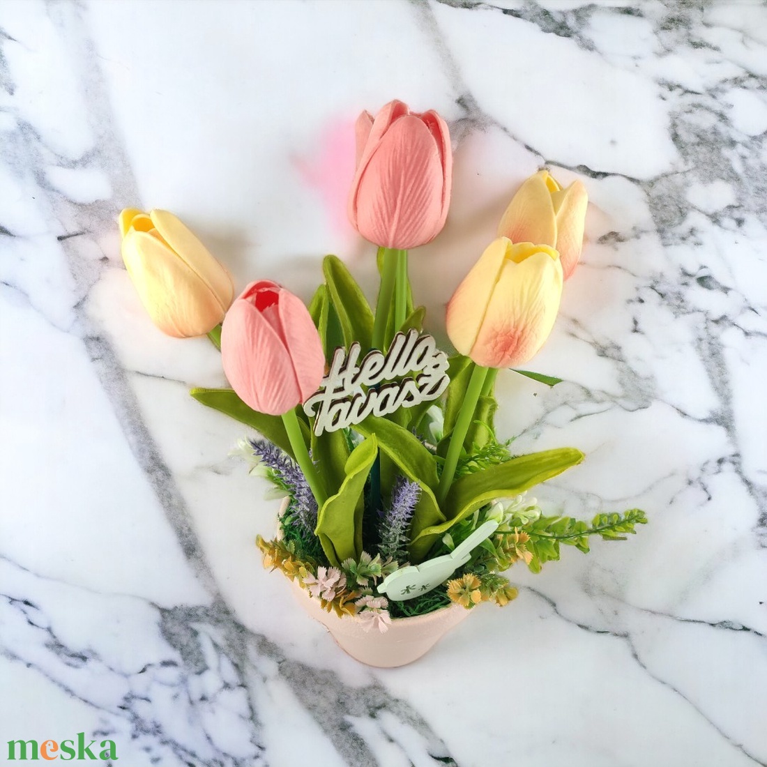 Tulipános tavaszi asztaldísz TUG553LABA - otthon & életmód - dekoráció - virágdísz és tartó - csokor & virágdísz - Meska.hu Tulipános tavaszi asztaldísz TUG553LABA - otthon & életmód - dekoráció - virágdísz és tartó - csokor & virágdísz - Meska.hu