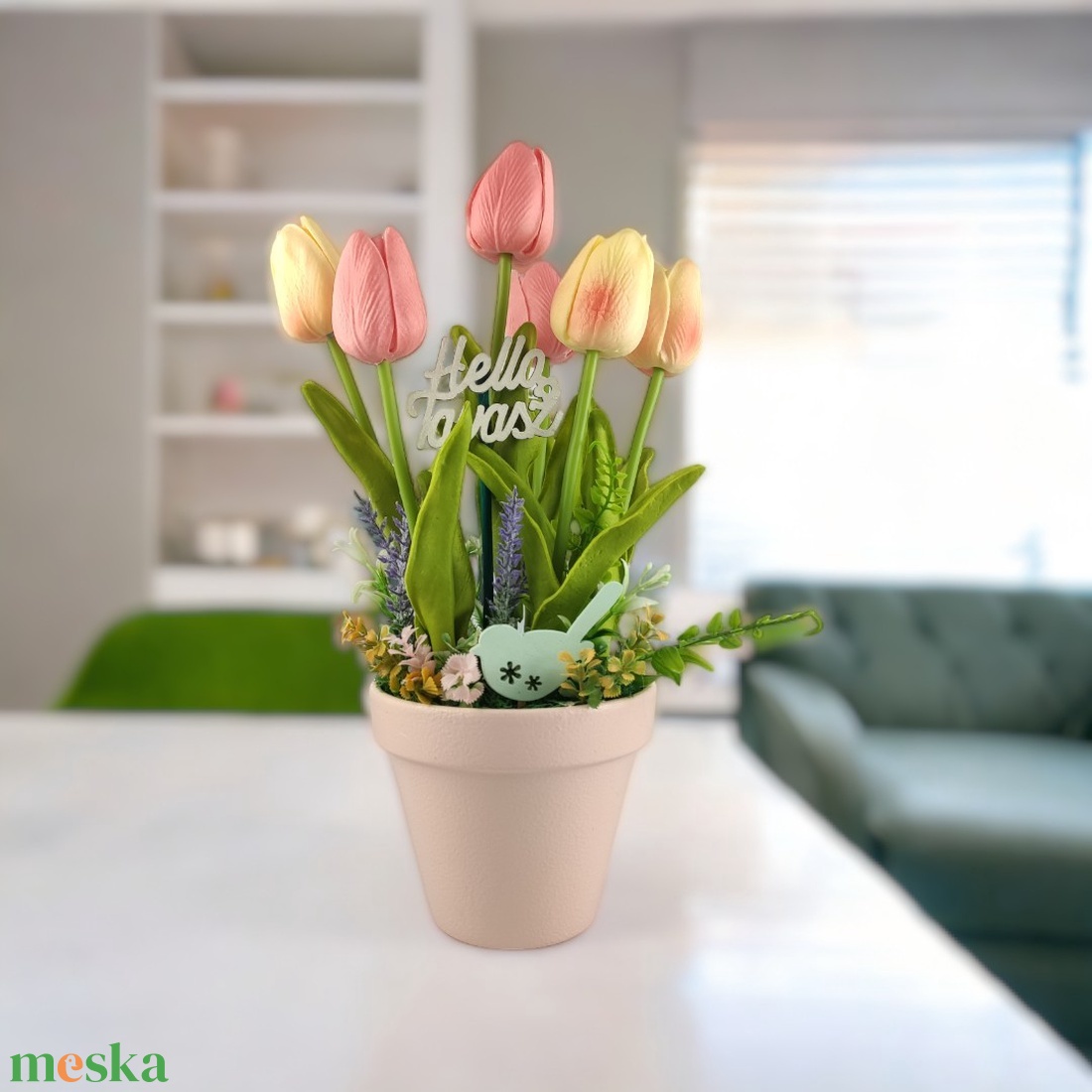 Tulipános tavaszi asztaldísz TUG553LABA - otthon & életmód - dekoráció - virágdísz és tartó - csokor & virágdísz - Meska.hu Tulipános tavaszi asztaldísz TUG553LABA - otthon & életmód - dekoráció - virágdísz és tartó - csokor & virágdísz - Meska.hu