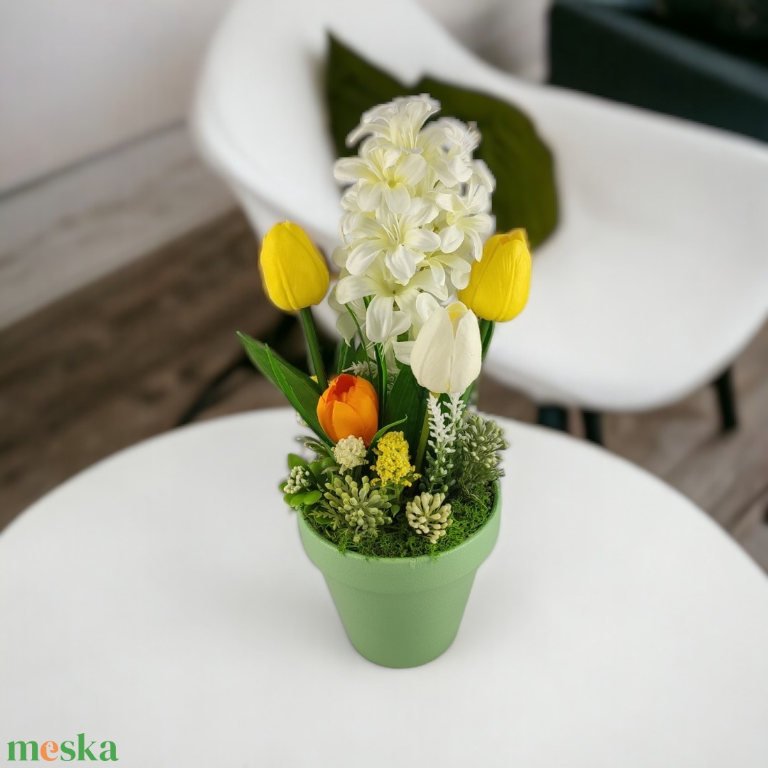 Fehér jácintos asztaldísz JAT03FH - otthon & életmód - dekoráció - asztal és polc dekoráció - asztaldísz - Meska.hu