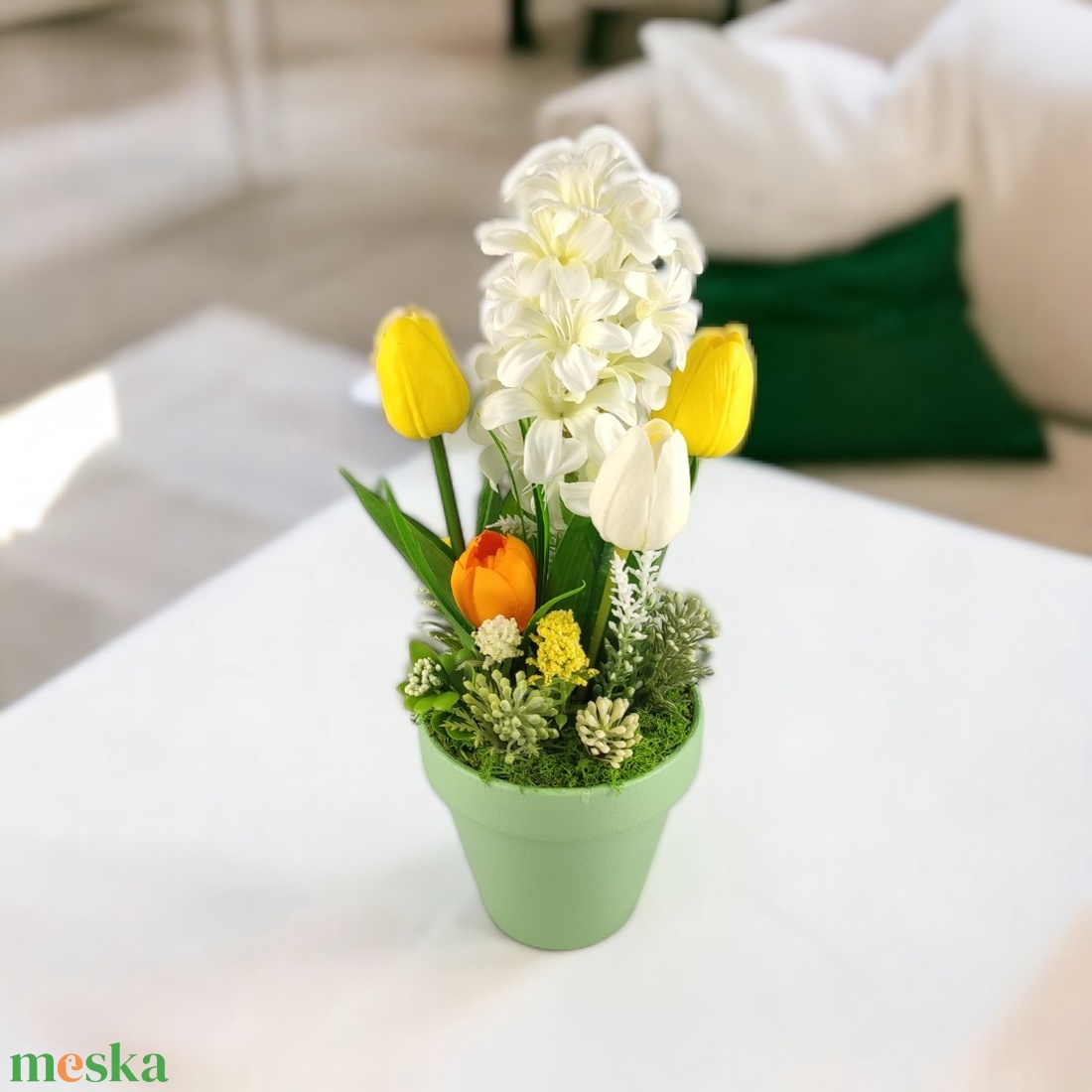 Fehér jácintos asztaldísz JAT03FH - otthon & életmód - dekoráció - asztal és polc dekoráció - asztaldísz - Meska.hu