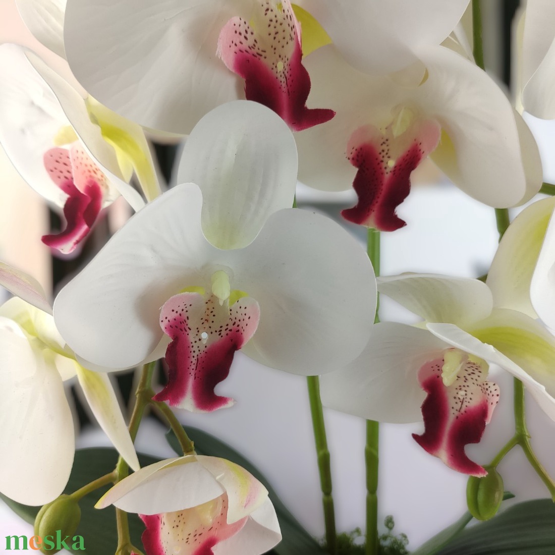 Nagyméretű kétszálas fehér, pink színű orchidea OR210FHPK - otthon & életmód - dekoráció - virágdísz és tartó - csokor & virágdísz - Meska.hu Nagyméretű kétszálas fehér, pink színű orchidea OR210FHPK - otthon & életmód - dekoráció - virágdísz és tartó - csokor & virágdísz - Meska.hu