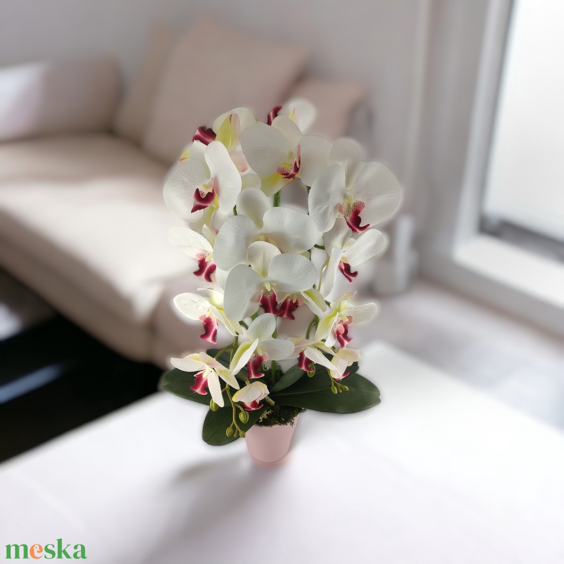 Nagyméretű kétszálas fehér, pink színű orchidea OR210FHPK - otthon & életmód - dekoráció - virágdísz és tartó - csokor & virágdísz - Meska.hu Nagyméretű kétszálas fehér, pink színű orchidea OR210FHPK - otthon & életmód - dekoráció - virágdísz és tartó - csokor & virágdísz - Meska.hu