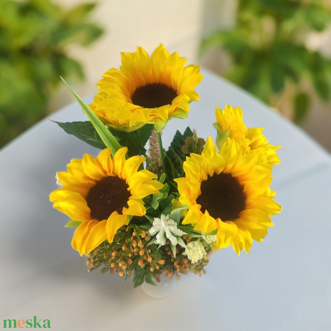 Örök Napfény napraforgós asztaldísz NF501 - otthon & életmód - virágdekoráció - virágdíszek - virágdísz kaspóban - Meska.hu