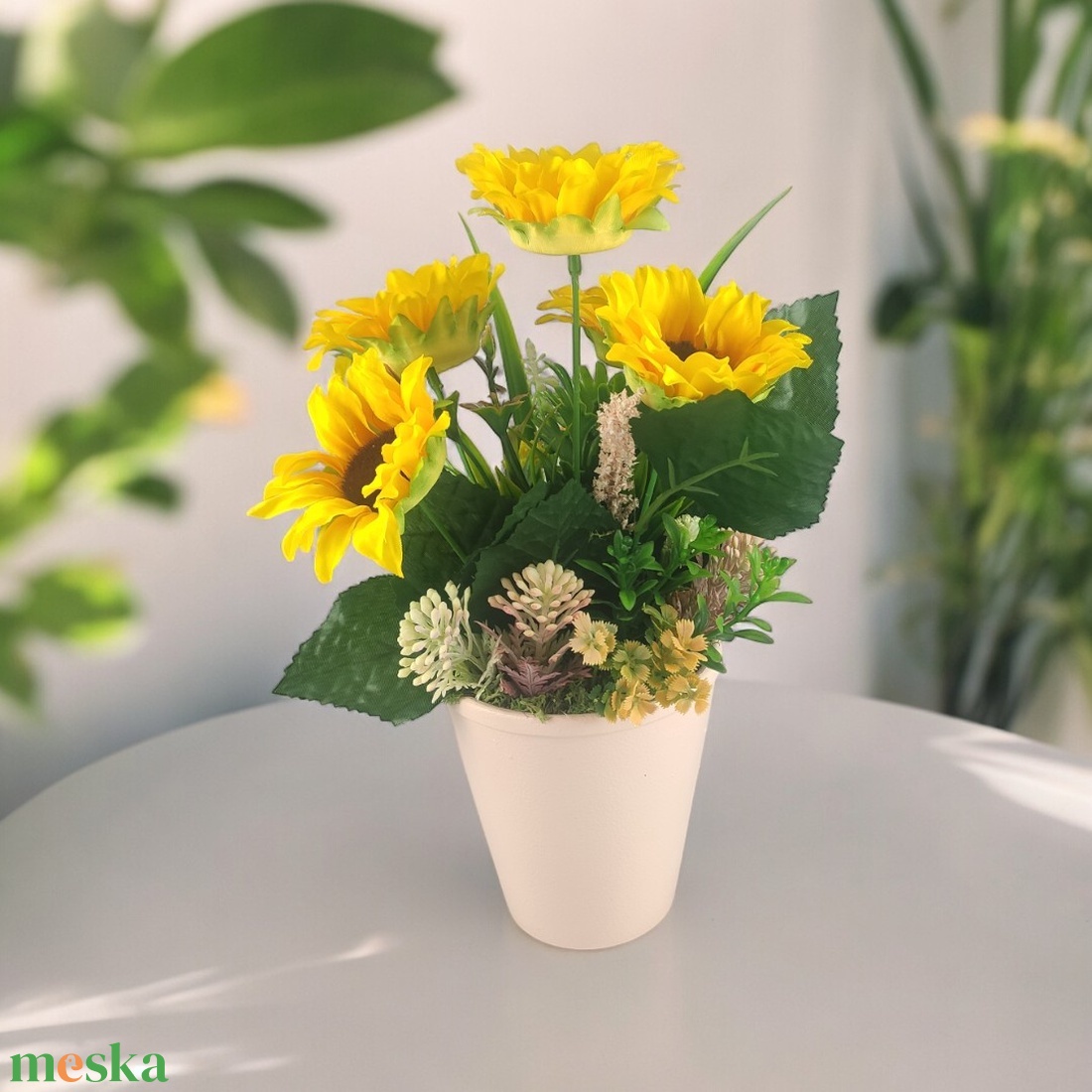Örök Napfény napraforgós asztaldísz NF501 - otthon & életmód - virágdekoráció - virágdíszek - virágdísz kaspóban - Meska.hu