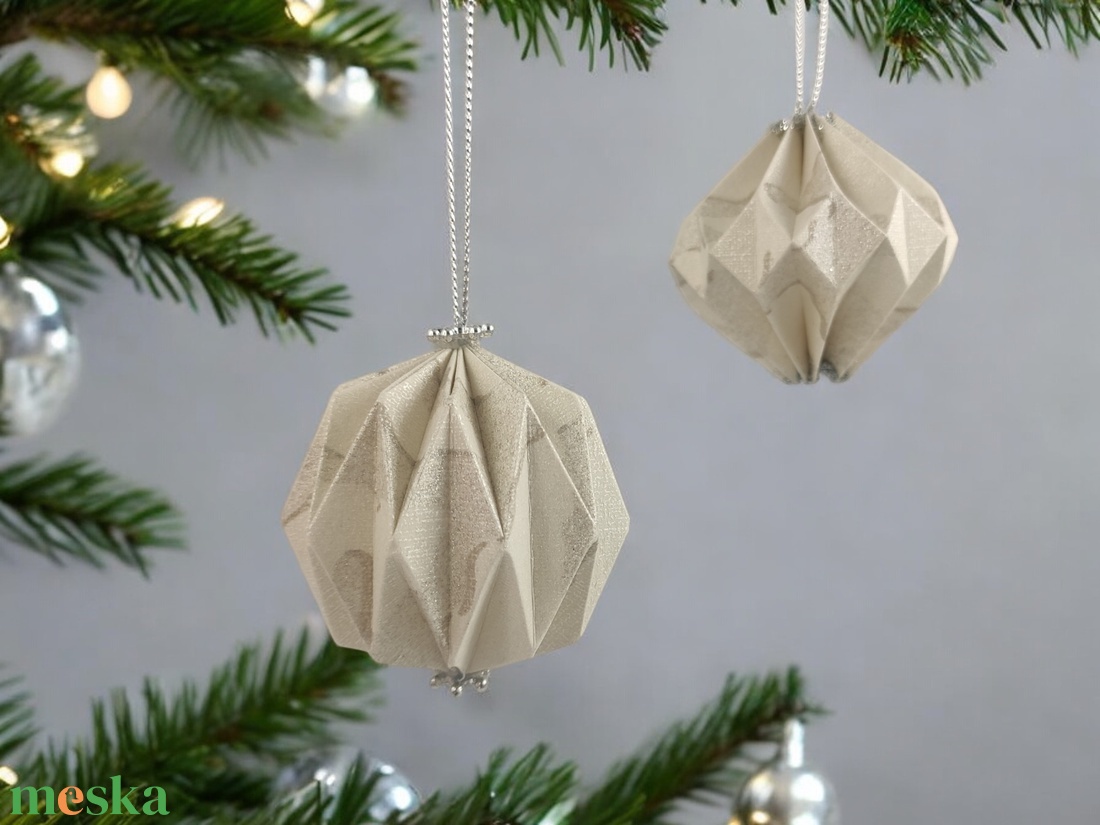 10 darabos beige színű karácsonyfadísz szett LNTBA001 - karácsony - karácsonyi lakásdekoráció - karácsonyfadíszek - Meska.hu