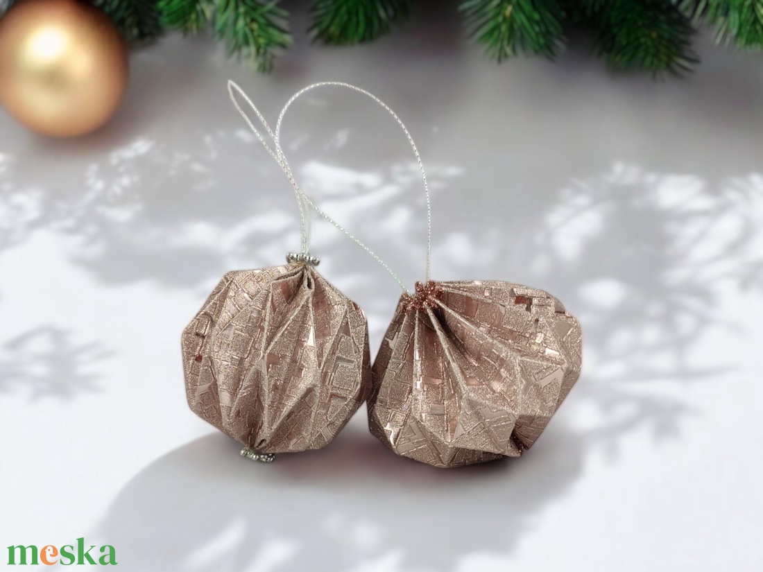 12 darabos rosegold karácsonyfadísz szett LNTRS017 - karácsony - karácsonyi lakásdekoráció - karácsonyfadíszek - Meska.hu