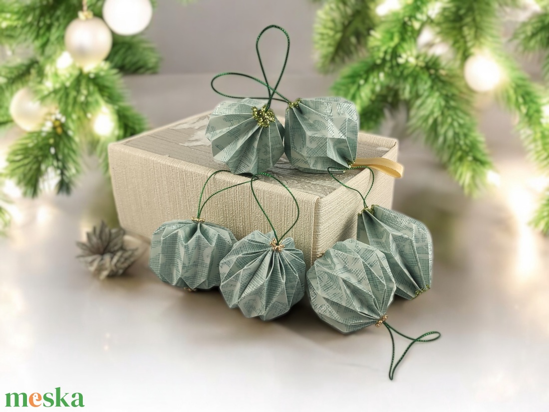 6 darabos zöld színű karácsonyfadísz szett karton díszdobozban LNT06005 - karácsony - karácsonyi lakásdekoráció - karácsonyfadíszek - Meska.hu