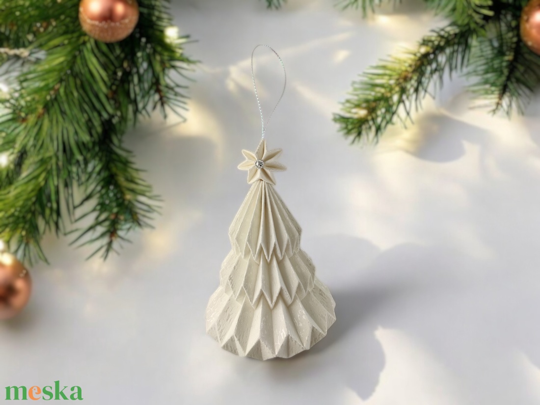 Fehér fenyőfa formájú karácsonyfadísz FF116 - karácsony - karácsonyi lakásdekoráció - karácsonyfadíszek - Meska.hu