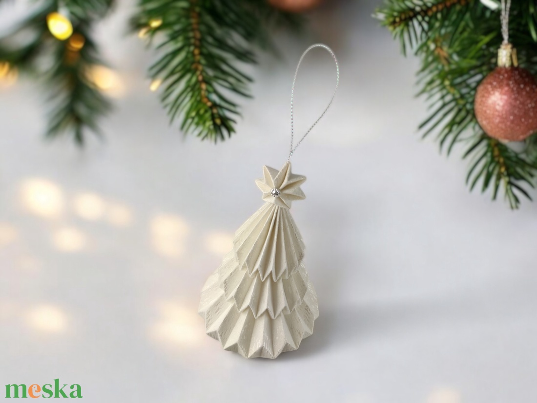 Fehér fenyőfa formájú karácsonyfadísz FF116 - karácsony - karácsonyi lakásdekoráció - karácsonyfadíszek - Meska.hu