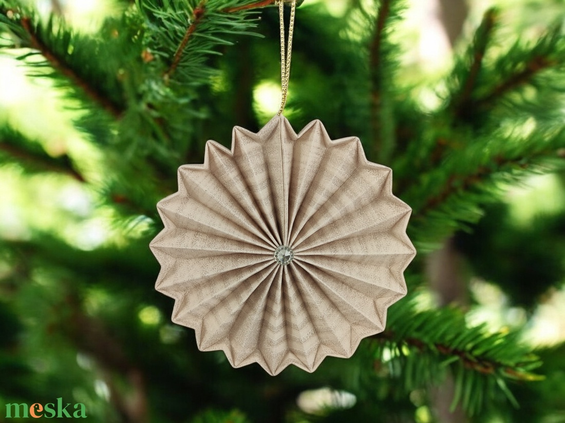 Beige mintás rozetta formájú 2 darabos karácsonyfadísz szett ROZ2013 - karácsony - karácsonyi lakásdekoráció - karácsonyfadíszek - Meska.hu