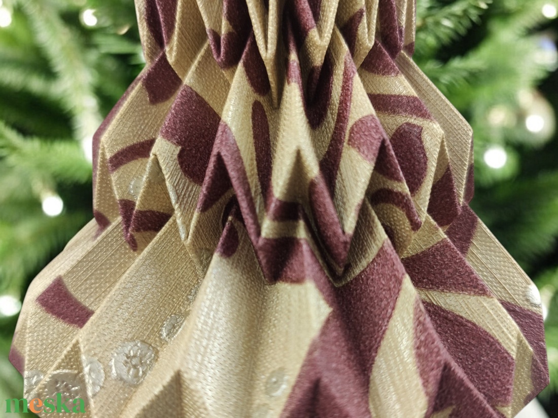 Bordó, arany mintás fenyőfa formájú karácsonyfadísz FF131 - karácsony - karácsonyi lakásdekoráció - karácsonyfadíszek - Meska.hu