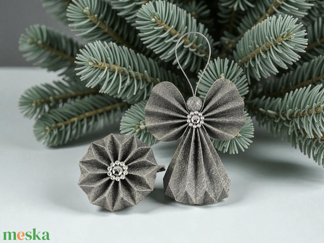 Sötét ezüst papírangyalka PANEZ0074 - karácsony - karácsonyi lakásdekoráció - karácsonyfadíszek - Meska.hu