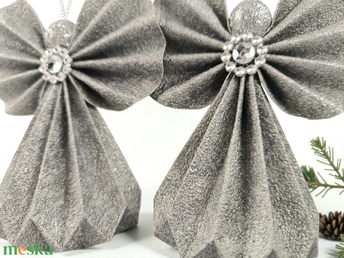 Sötét ezüst papírangyalka PANEZ0074 - karácsony - karácsonyi lakásdekoráció - karácsonyfadíszek - Meska.hu