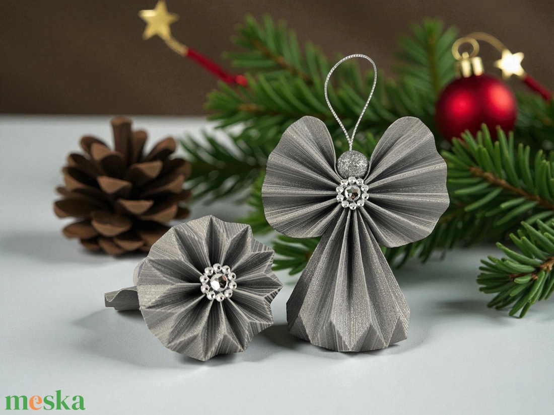 Ezüst papírangyalka PANEZ0076 - karácsony - karácsonyi lakásdekoráció - karácsonyfadíszek - Meska.hu