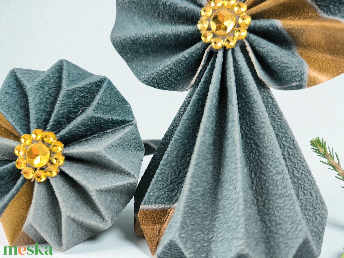 Türkiz, arany papírangyalka PANAR0090 - karácsony - karácsonyi lakásdekoráció - karácsonyfadíszek - Meska.hu