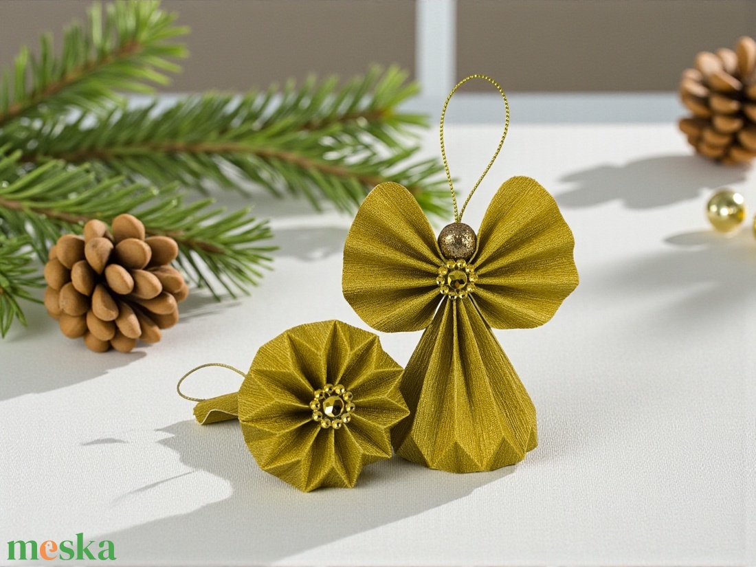 Arany színű papírangyalka PANAR0103 - karácsony - karácsonyi lakásdekoráció - karácsonyfadíszek - Meska.hu