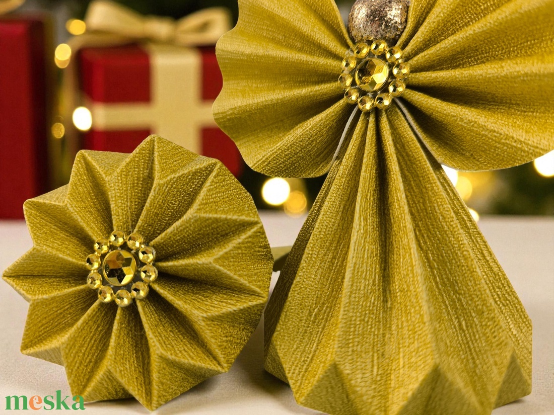 Arany színű papírangyalka PANAR0103 - karácsony - karácsonyi lakásdekoráció - karácsonyfadíszek - Meska.hu