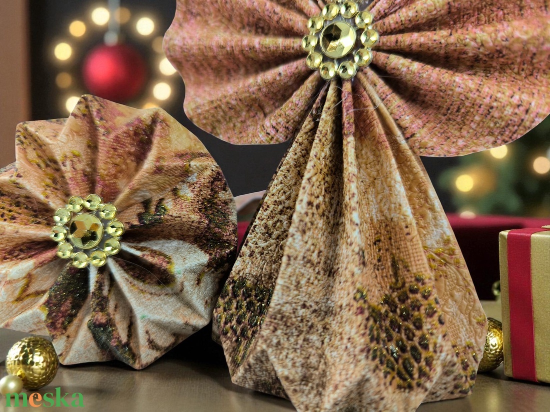 Barna, arany színű mintás papírangyalka PANAR0108 - karácsony - karácsonyi lakásdekoráció - karácsonyfadíszek - Meska.hu