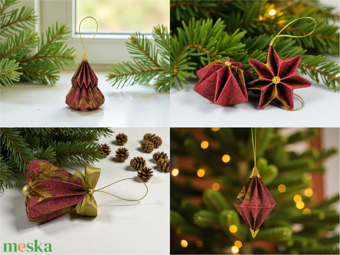 Karácsonyi ajándékbox válogatás - meggypiros és óarany árnyalatokban KGBX002 - karácsony - karácsonyi lakásdekoráció - karácsonyfadíszek - Meska.hu