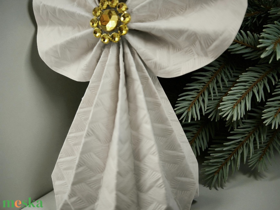 Fehér, arany papírangyalka PANAR0102 - karácsony - karácsonyi lakásdekoráció - karácsonyfadíszek - Meska.hu