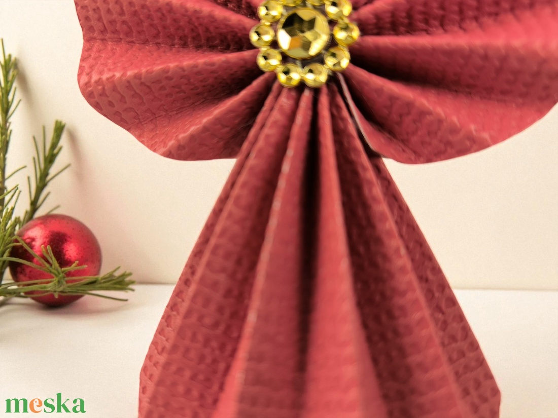 Piros, arany papírangyalka PANAR0110 - karácsony - karácsonyi lakásdekoráció - karácsonyfadíszek - Meska.hu