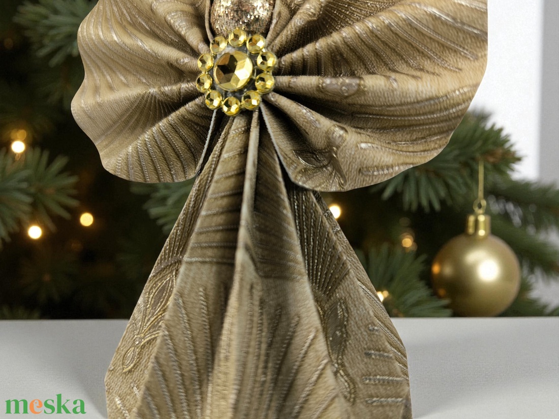 Arany mintás papírangyalka függődísz PANAR0111 - karácsony - karácsonyi lakásdekoráció - karácsonyfadíszek - Meska.hu